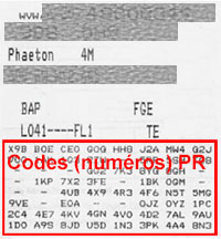 Etiquette avec des codes PR